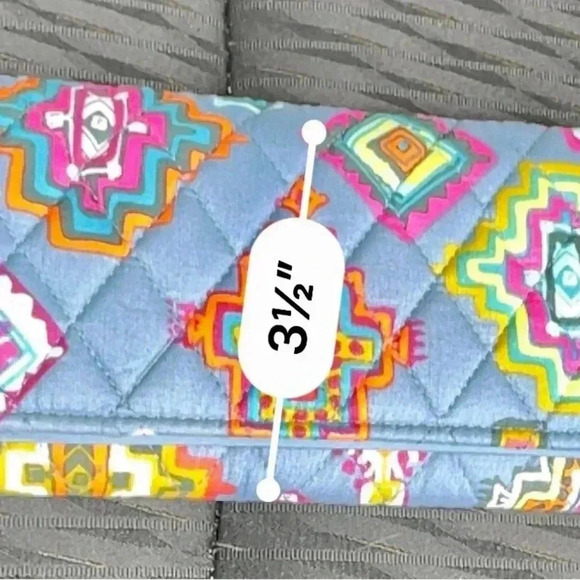 🆕 Vera Bradley Trifold Wallet Aztec Blue New With Tags and Glasses Case Bundle - Picture 10 of 11